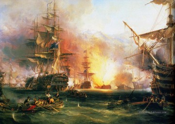 Bombardement d’Alger 1816 par Chambers Navire de guerre Peinture à l'huile